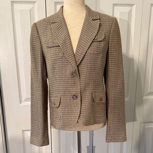NWT Dorothea Bis Classic Tan Houndstooth Women's Blazer Sz 10